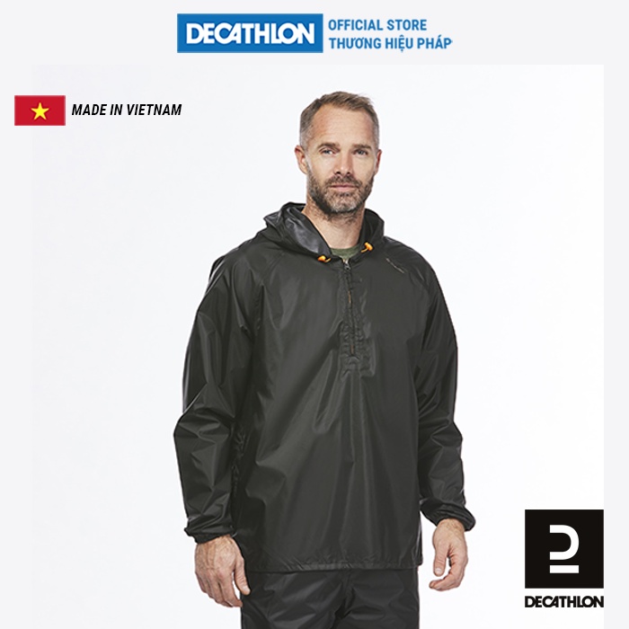 Áo khoác chống thấm leo núi dã ngoại QUECHUA Rain-Cut cho nam - Đen