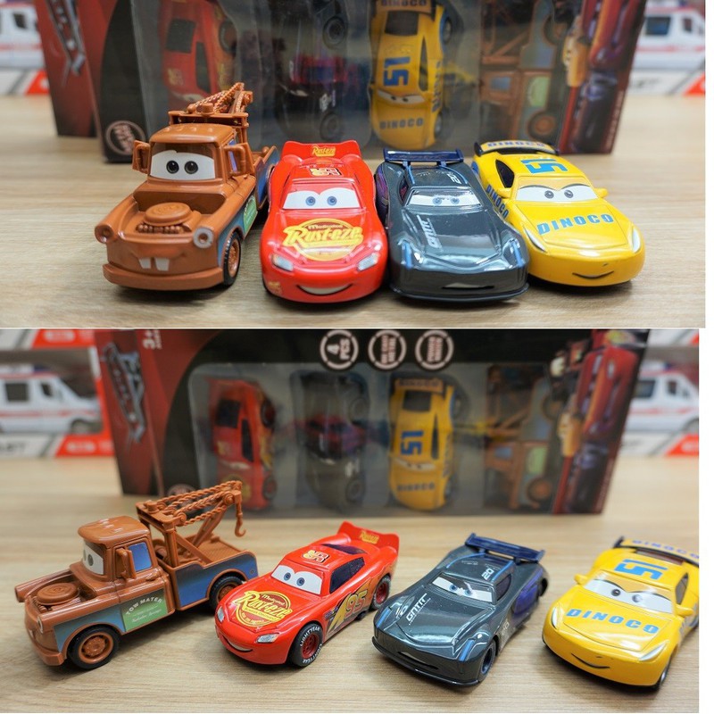 Bộ xe mô hình ô tô Die Cast Metal nhân vật Lightning Mc Queen Vương Quốc Xe Hơi (bộ 4 xe khác nhau)