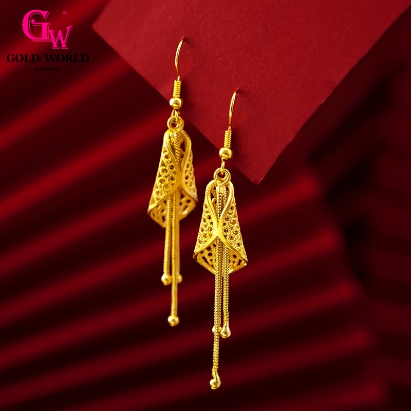 Gw Trang Sức Phụ Kiện Thời Trang Emas 916 Vàng Bangkok Mùa Hè Cicada Cicada Bông Tai Lá Rỗng