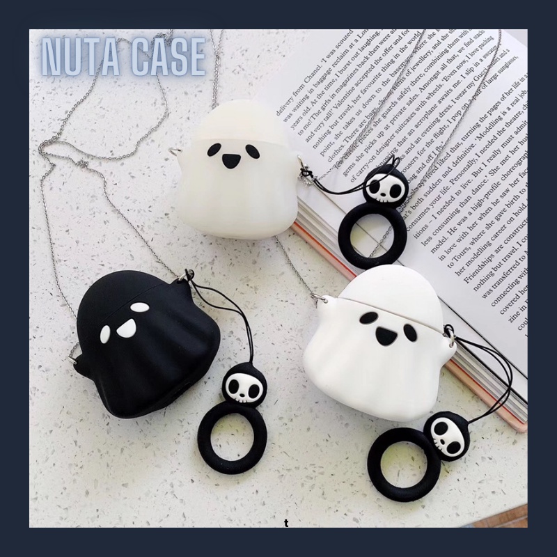 Vỏ bảo vệ tai nghe bluetooth Airpods bằng Sillicone dẻo, ốp Case cute, Airpods 2/pro- CON MA