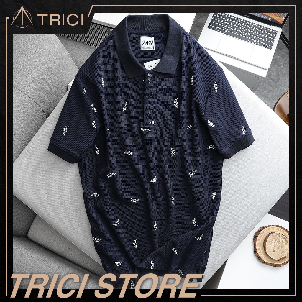 Áo polo nam Zara hàng vnxk xuất dư cambodia họa tiết lá | BigBuy360 - bigbuy360.vn
