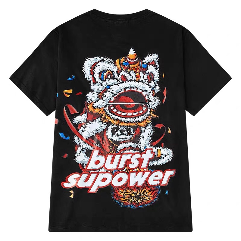 HÀNG CHÍNH HÃNG áo phông NELLYHEYBIG unisex ,áo phông dáng rộng hoạ tiết hình con lân Burst.