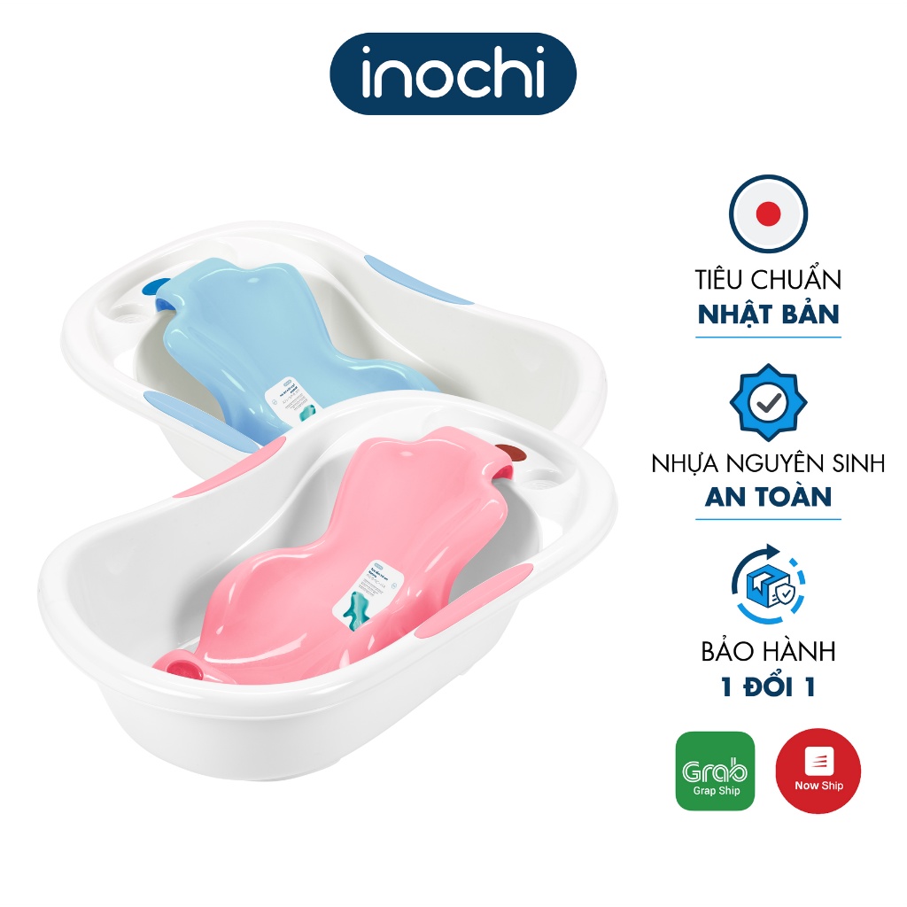 Bộ Chậu Tắm Cho Bé INOCHI Notoro Plus Nhật Bản Loại Nhỏ - Thiết Kế Tay Nắm Và Tựa Đỡ Tắm Chống Trượt An Toàn