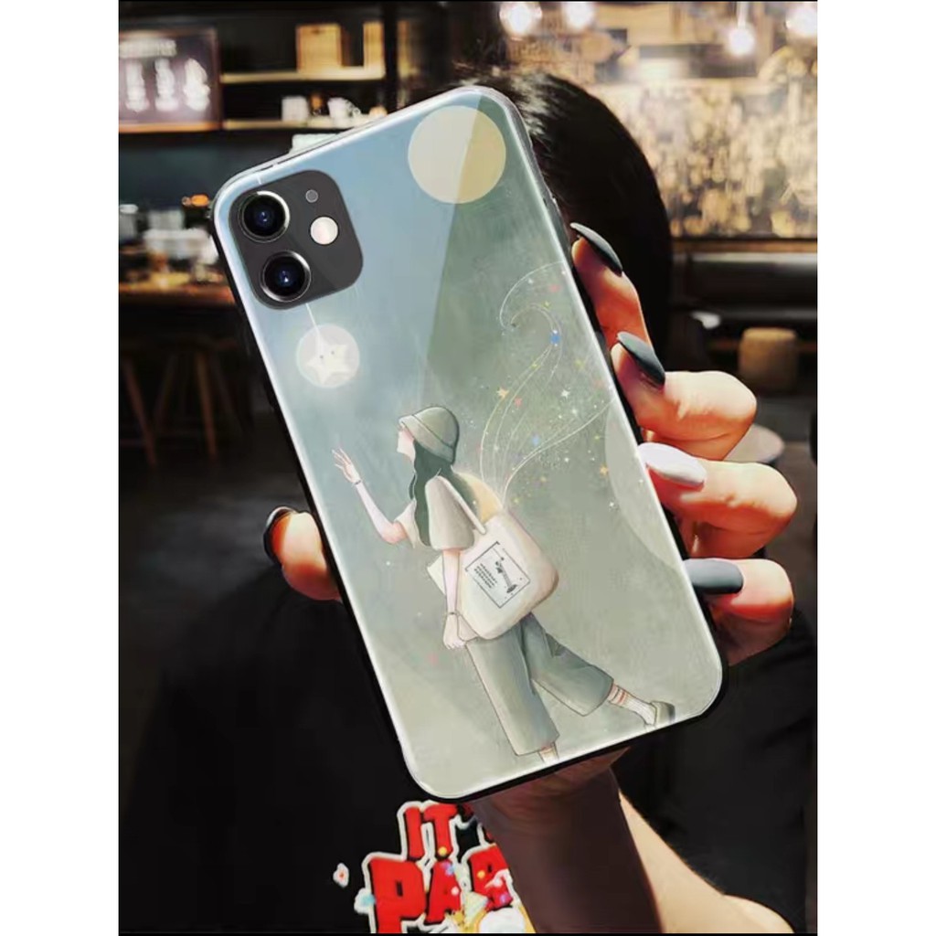 Ốp Lưng Kính Cô Gái 13ProMax 12ProMax 11ProMax XSMAX X XS 7Plus FUKISHOP