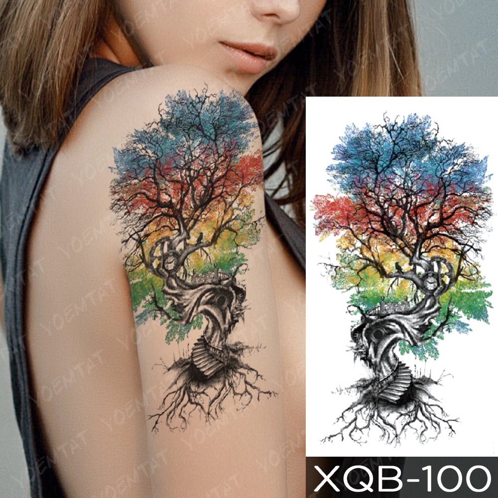 Hình Xăm Tạm Thời Chống Nước Hình La Bàn Mũi Tên Kỳ Lân Cây Hoa Lily Cho Nam Nữ