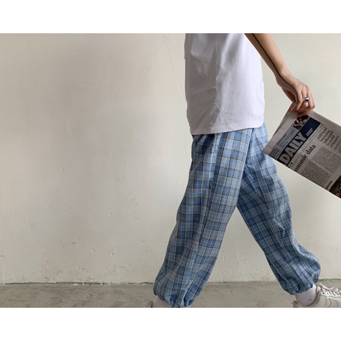 Quần Jogger kẻ xanh siêu cool - ẢNH THẬT