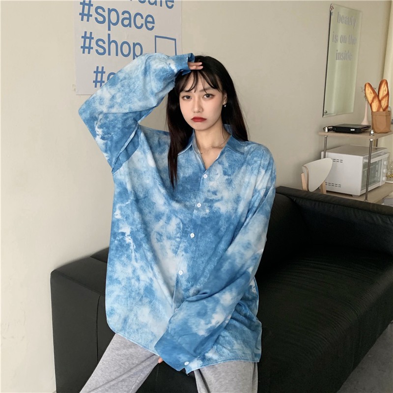 Áo Sơ Mi Nữ Tay Dài Dáng Rộng Phong Cách Hàn Quốc Thời Trang Mùa Thu