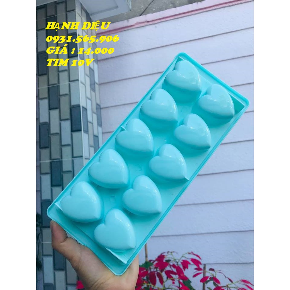 Vĩ Đá Khuôn Nhựa Tim Làm Thach Rau Cau Chocola