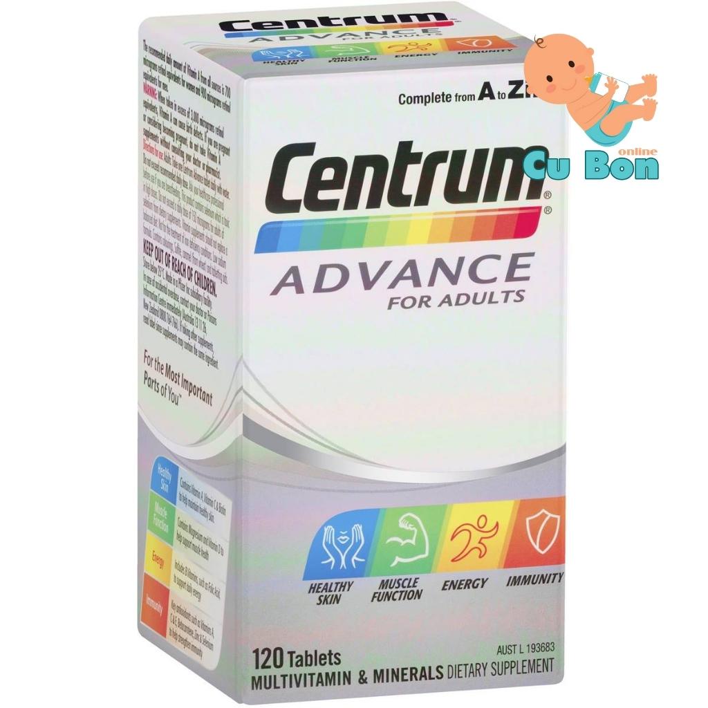 Vitamin tổng hợp Centrum Advance 50+ Multivitamin 120 viên Úc bổ sung các vitamin và khoáng chất thiết yếu cho cơ thể