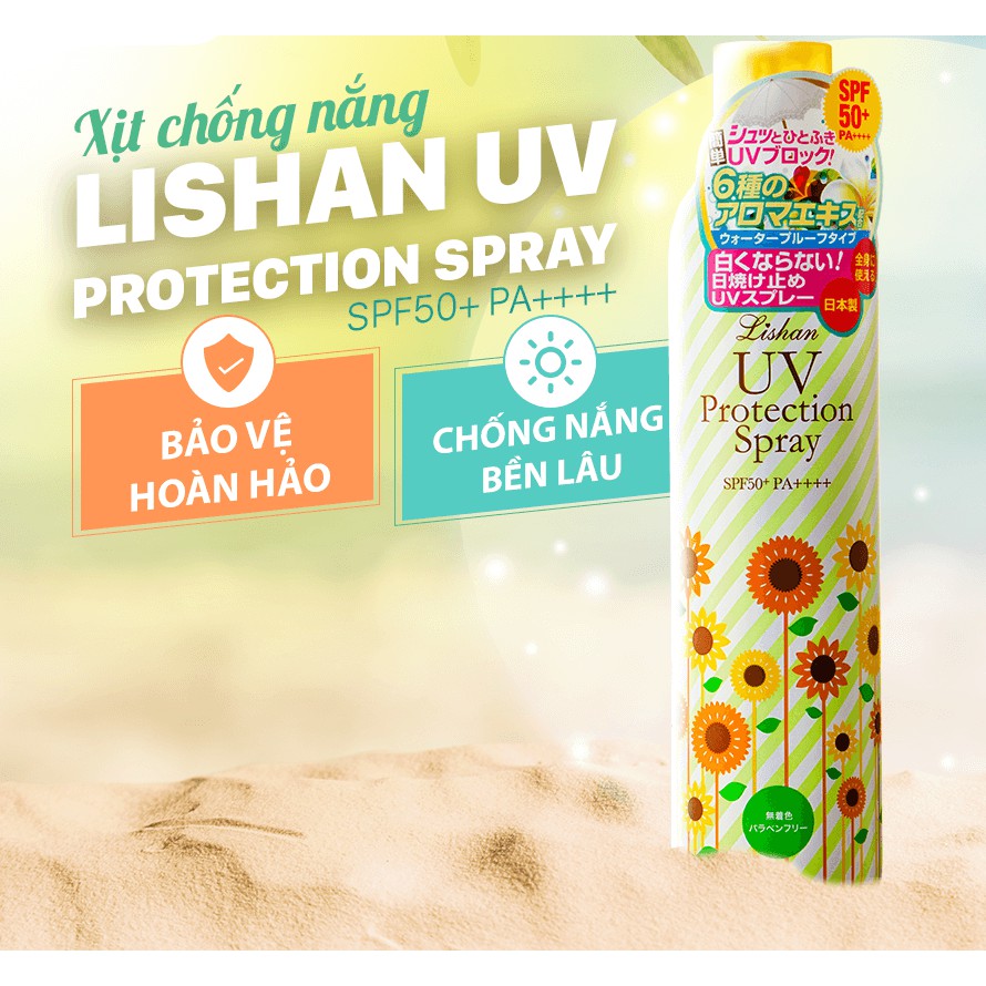 Xịt chống nắng Lishan UV Protection Spray Nhật Bản SPF 50+ PA++++ 250g