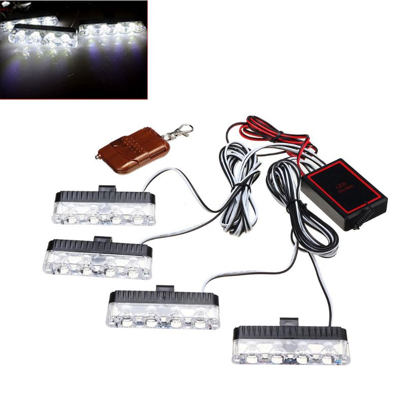 Đèn LED nhấp nháy 3 chế độ màu xanh lam/vàng/ trắng/đỏ cho lưới tản nhiệt phía trước xe ô tô cảnh sát/cứu hỏa
