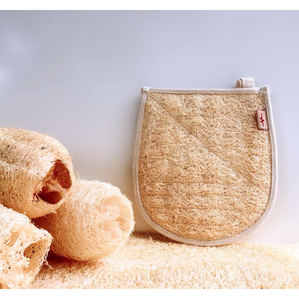 Bao tay tắm xơ mướp tự nhiên 100%, Tẩy da chết, massage cơ thể XM001