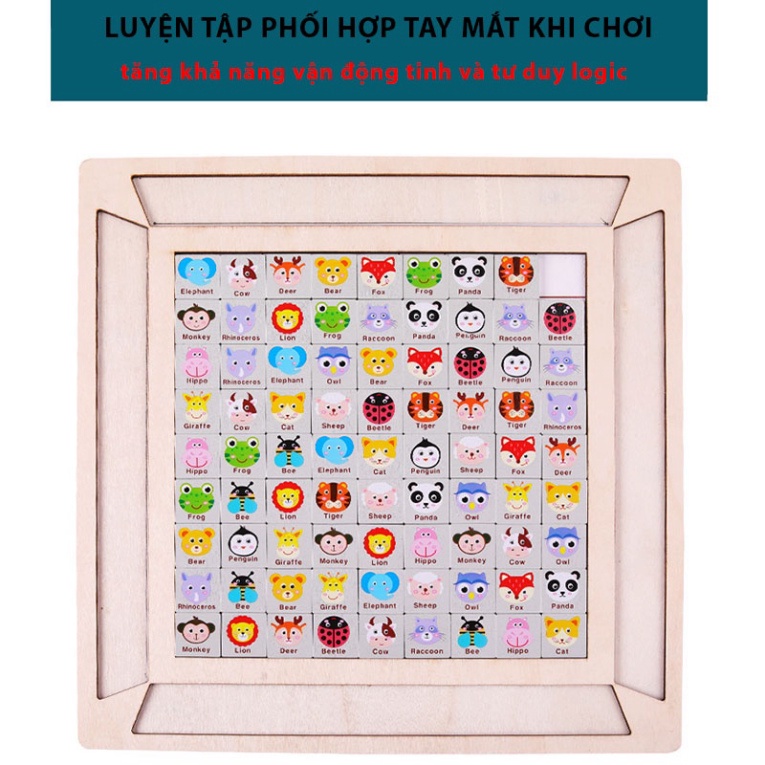 Đồ chơi trí tuệ bộ xếp hình gỗ ghép cặp Pikachu thông minh cho bé trai, bé gái, trẻ em, trẻ con 4 5 6 7 8 9 10 tuổi