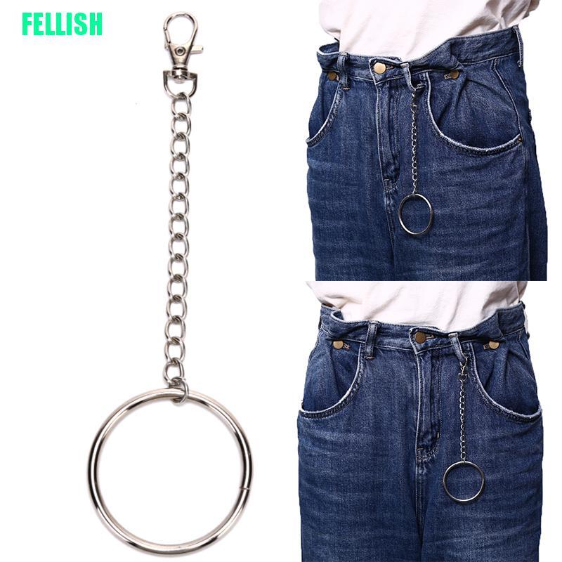 Dây Xích Dài 20cm Bằng Kim Loại Gắn Vòng Đeo Quần Phong Cách Punk