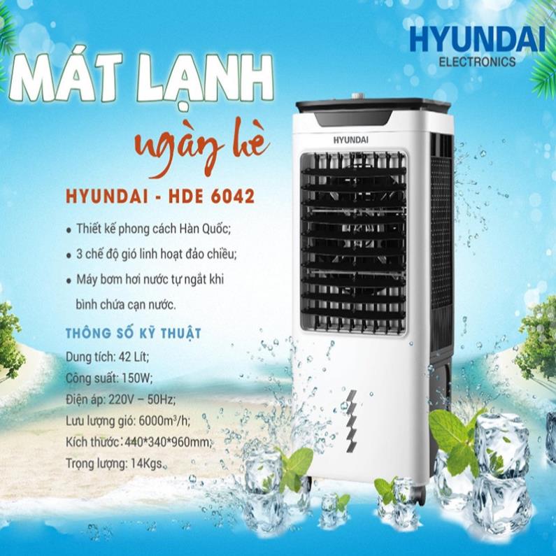 Quạt hơi nước, Quạt Điều Hòa có điều cơ  HYUNDAI 42L HDE 6042, bảo hành 12 tháng, lỗi đổi mới trong 15 ngày.