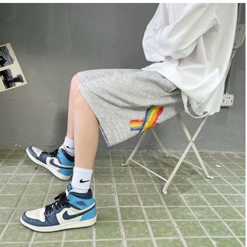 Quần short thể thao nam ống rộng họa tiết màu cầu vồng thời trang mùa hè size M-8XL