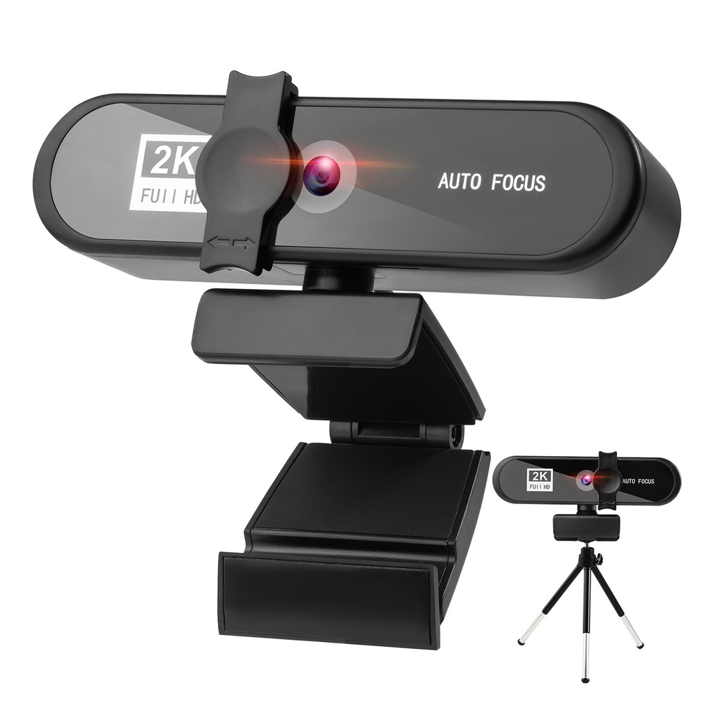 Webcam IP 2K Cho Máy Tính Xách Tay/Để Bàn USB Lấy Nét Tự Động Có Nắp Ống Kính Bảo Vệ Quyền Riêng Tư Với Chân Đế Tripod