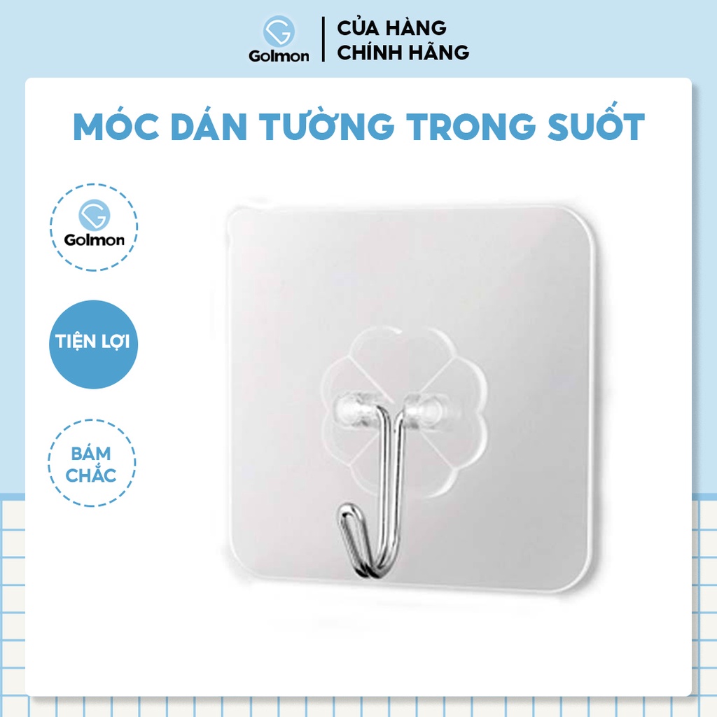 Móc dán tường trong suốt móc treo đồ chắc chắn chịu lực tốt móc đa năng dán siêu dính tiện lợi Golmon