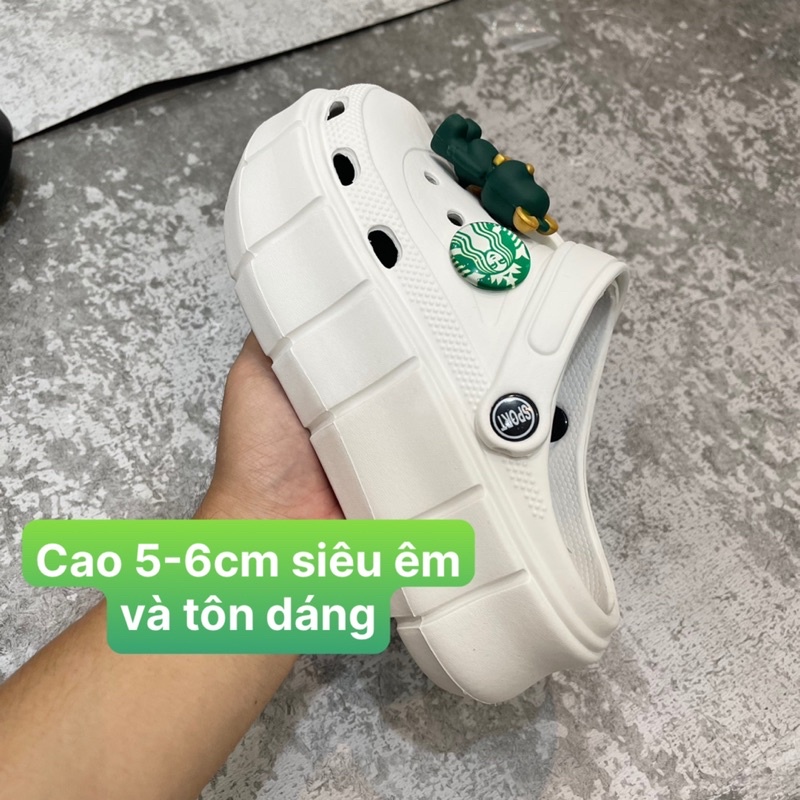 Dép Cross nữ Bearbrick kèm jibbitz dễ thương bản cao cấp đế 5cm.