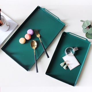 Khay kim loại chữ Nhật có quai xách phong cách Bắc Âu, khay để đồ uống