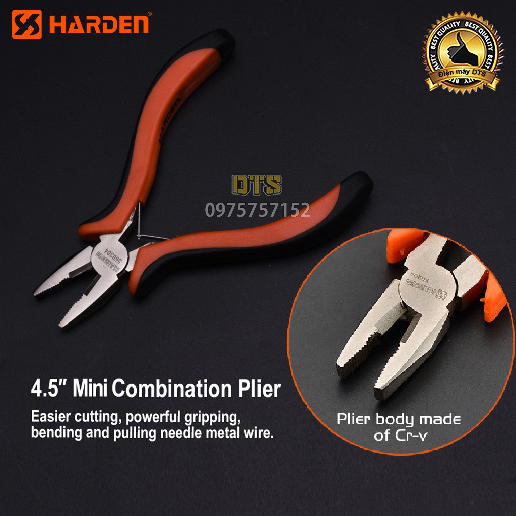 Bộ 2 kìm điện - kìm cắt mini trợ lực HARDEN 4.5 inch, thép CR-V, thiết kế công thái học, lò xo kép - Tiêu chuẩn châu Âu