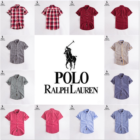 Áo Sơ Mi Cotton Tay Ngắn Màu Trơn Họa Tiết Kẻ Sọc Size S-XXL * New_Ralph Laurens Cho Nam