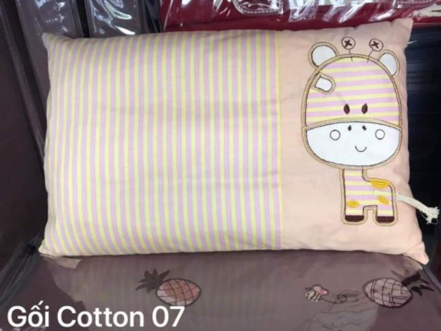 Gối cho bé 2 tuổi đến 10 tuổi, gối trẻ em cotton 100% vỏ 30x50, cotton 100% dày dặn, thấm hút tốt