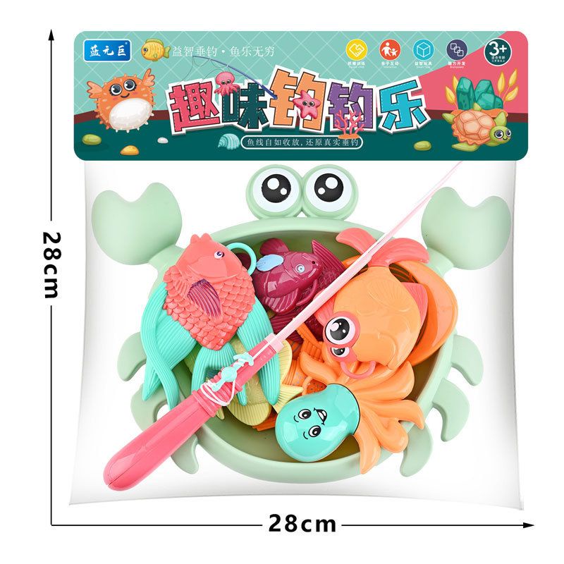 Rổ đồ chơi câu cá nam châm cần rút, tay quay (chọn mẫu)