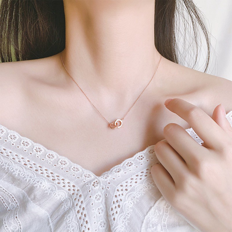 Dây Chuyền Bằng Thép Không Gỉ Đính Kim Cương Nhân Tạo Cao Cấp Phong Cách Hàn Quốc Thời Trang Cho Nữ