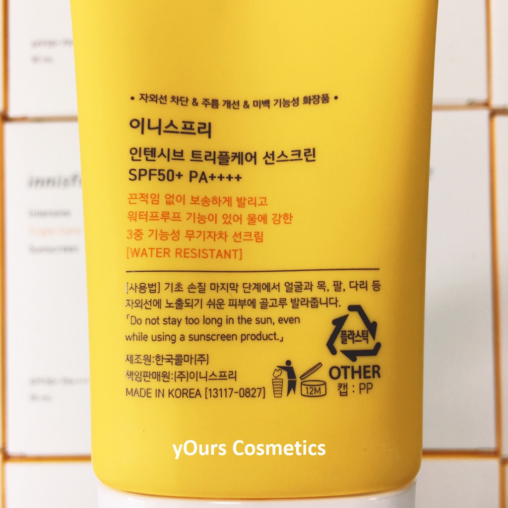 [Auth Hàn] Kem Chống Nắng Innisfree Triple Care Mẫu Mới Không Trôi Full Size 50ml