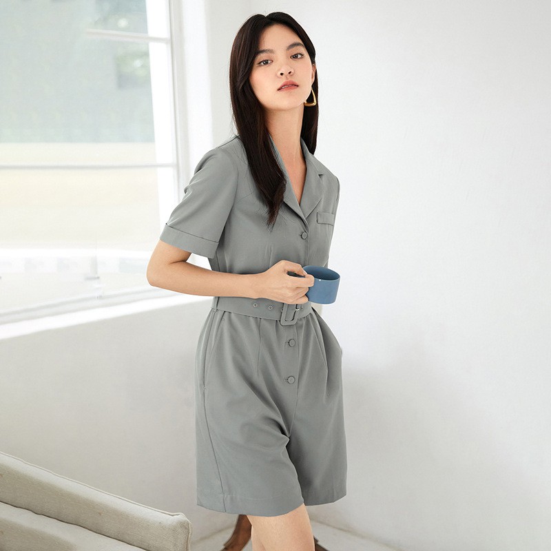 Jumpsuit Tay Ngắn Thiết Kế Mỏng Năng Động Thời Trang