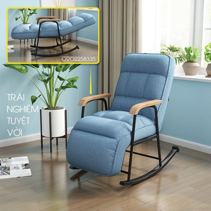 Ghế Bập Bênh Thư Giãn, Sofa Lười Ngồi Nằm Đọc Sách - Xem Tivi, Khung Thép Bập Bênh Đẹp Và Siêu Bền, Ghế Thư Giãn Cao Cấp