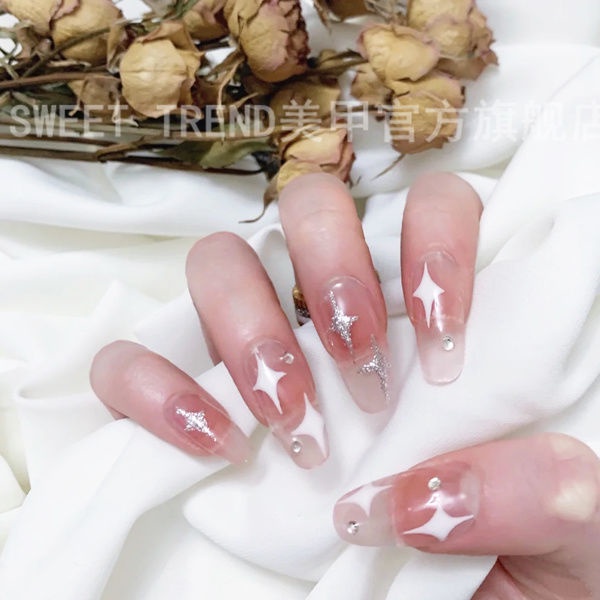 Miếng dán trang trí móng tay nghệ thuật STZPRONAIL kiểu dáng ánh sao trái tim phong cách Nhật Bản lấp lánh thời trang