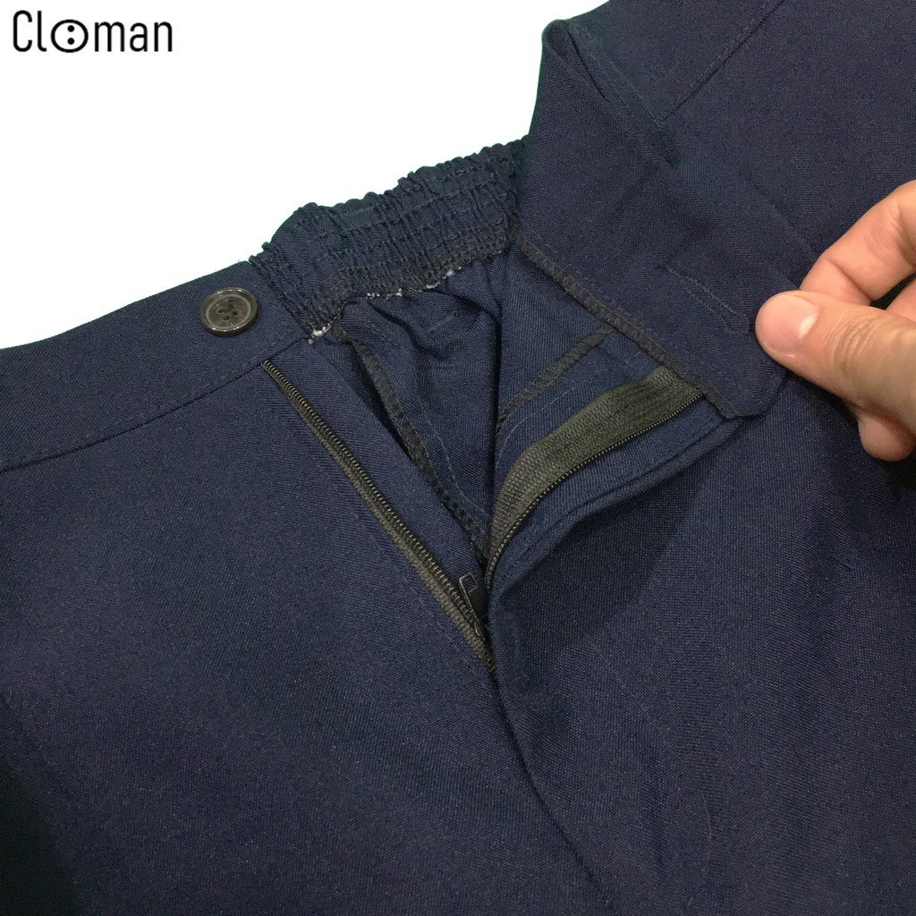 Quần Tây Xanh Học Sinh Lưng Thun Dây Kéo CLOMAN Có Bigsize Vải Mềm Mịn QD006