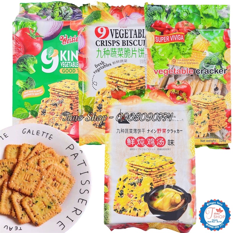 Tổng hợp Bánh quy ăn kiêng 9 loại rau củ 328g - Hongkong