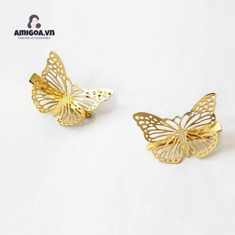 ✨✨Kẹp tóc thời trang cổ điển hình con bướm màu vàng rỗng