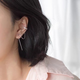 Bông tai kẹp vành ziczac đính đá đeo 2 trong 1