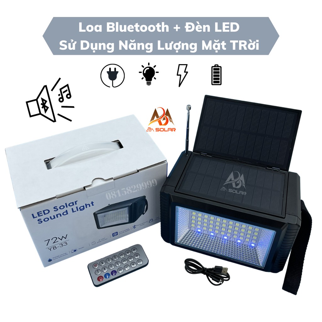 Loa Bluetooth Kết Hợp Đèn LED Sử Dụng Năng Lượng Mặt Trời , Loa Radio Tích Điện Mini Cầm Tay, Âm Thanh Lớn, Sạc Dự Phòng