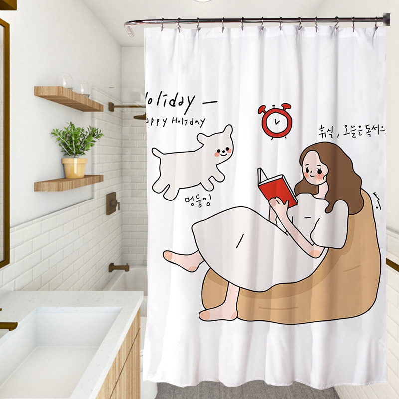 Rèm Che Chống Thấm Nước Họa Tiết Hoạt Hình Dễ Thương Cho Phòng Tắm