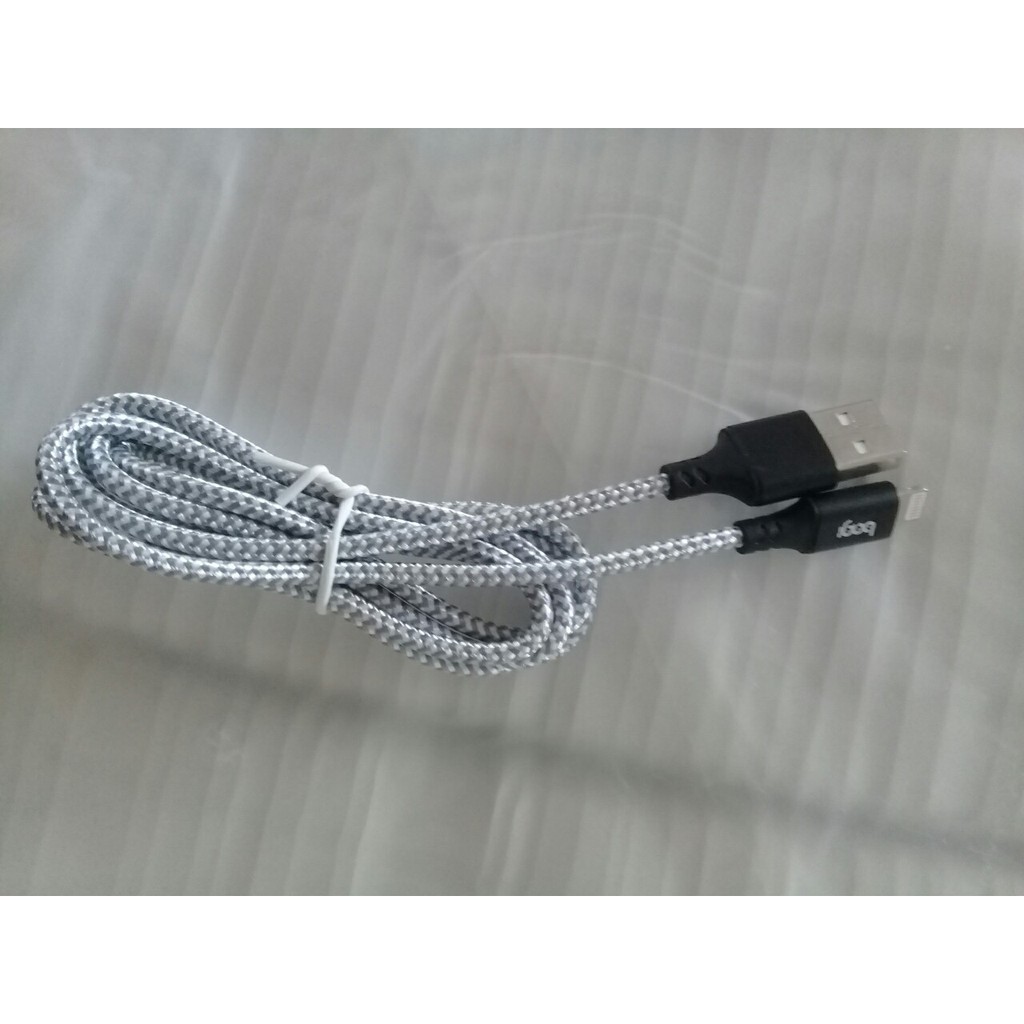 Cáp sạc cho iPhone, ipad - Màu Xám - IS120 dài 1.2m - Cáp dù Lightning sạc nhanh - Siêu bền - Chống gẫy