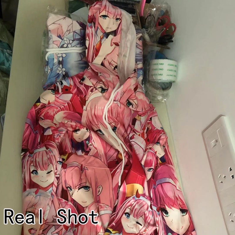 Áo hoodie nam tay dài in hình nhân vật Anime DARLING in the FRANXX 02 ZERO TWO Ahegao 3D độc đáo