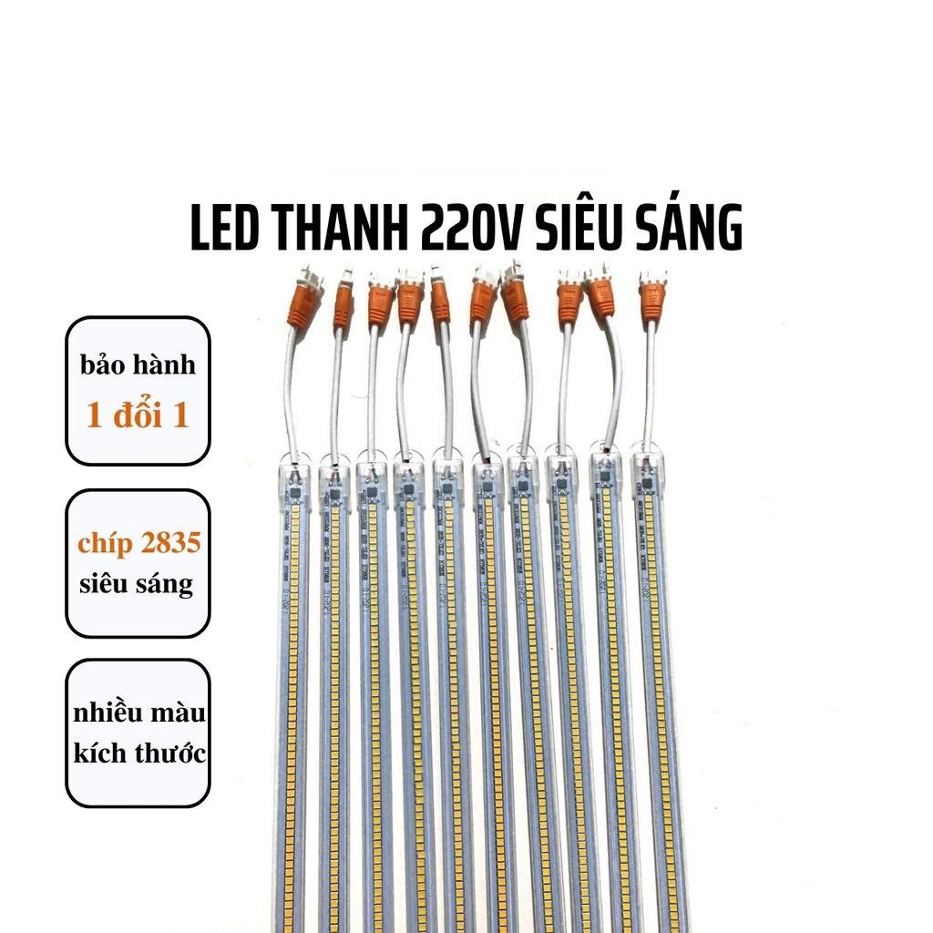Đèn led thanh 220v 1m, 50cm siêu sáng nhiều màu