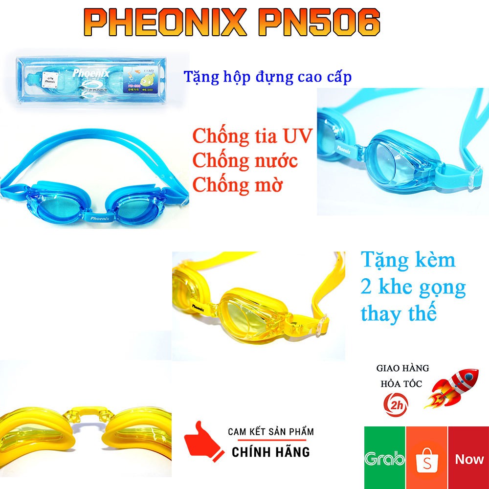 kính bơi phoenix PN506 chính hãng trẻ em và người lớn chống nước chống mờ chống UV Tặng kèm bao đựng và khe mũi thay thế