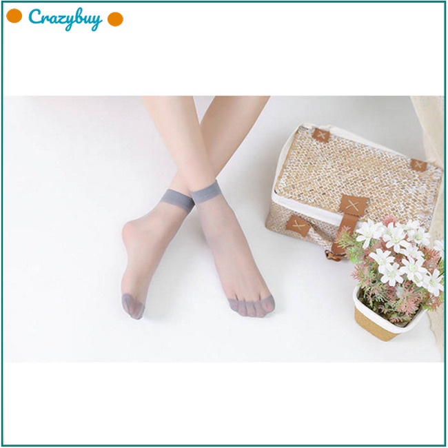 CR 1 Pair Of Women Sheer  Socks Crystal Silky Socks Ultra-thin Anti-hook Silk Ankle High Soft Socks