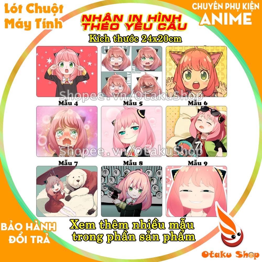 &lt;27 mẫu&gt;Lót chuột máy tính Anime Spy x Family kích cỡ bàn di chuột lớn 20x24cm chất liệu mouse pad bằng cao su