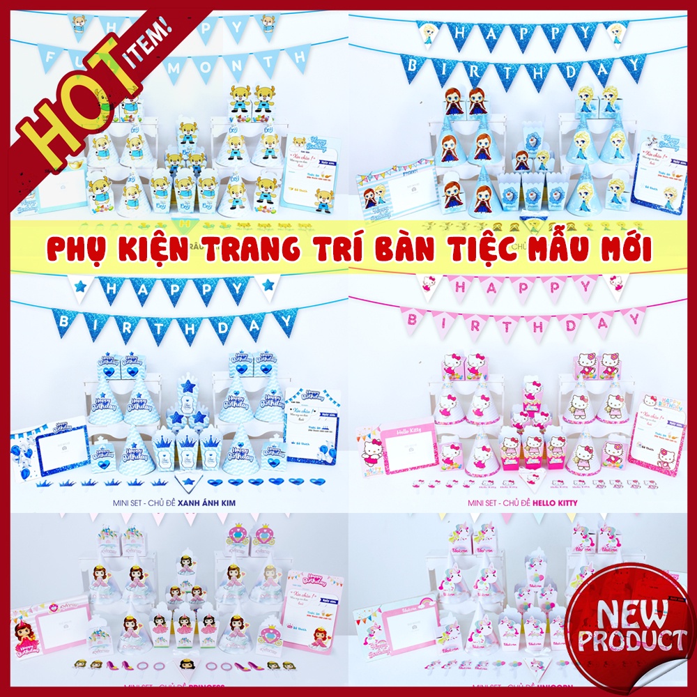 【Cực Rẻ】 Sét Mega Trang Trí Sinh Nhật Theo Chủ Đề - Hàng Việt Nam