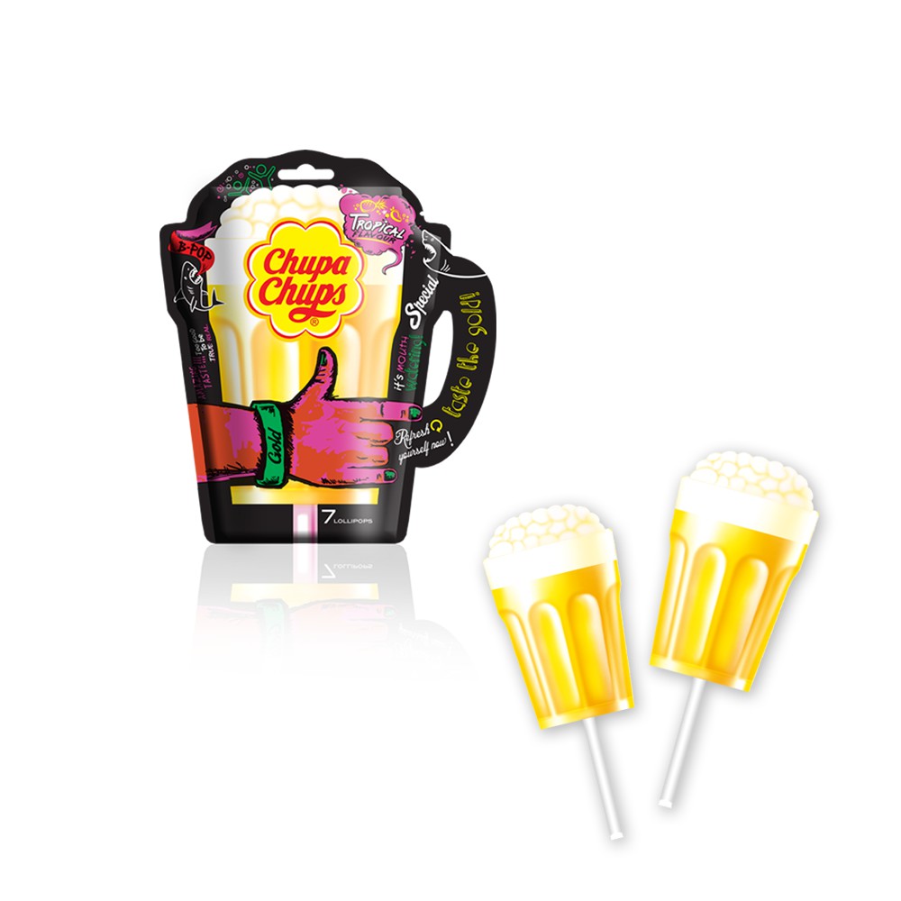 Kẹo Mút Chupa Chups Ly Bia Hương Trái Cây Nhiệt Đới (7 Que)