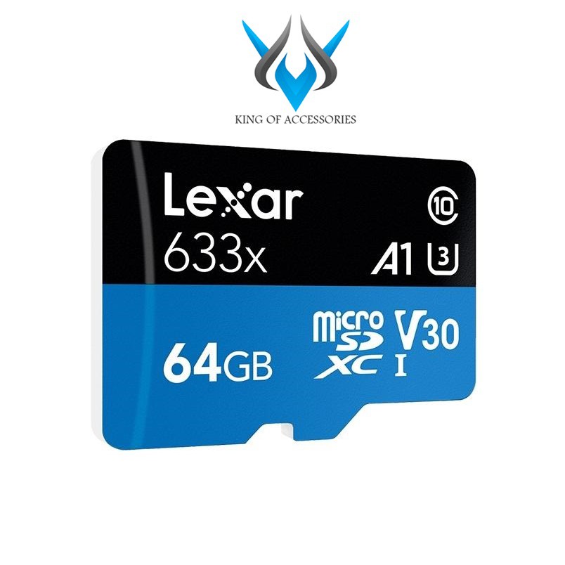 Thẻ Nhớ MicroSDXC Lexar 64GB 633x A1 V30 U3 4K 95MB/s (Xanh) - kèm Adapter