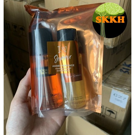 Set 2 chai xịt thơm body Vic amber và amber shimmer 75ml skkh | Thế Giới Skin Care
