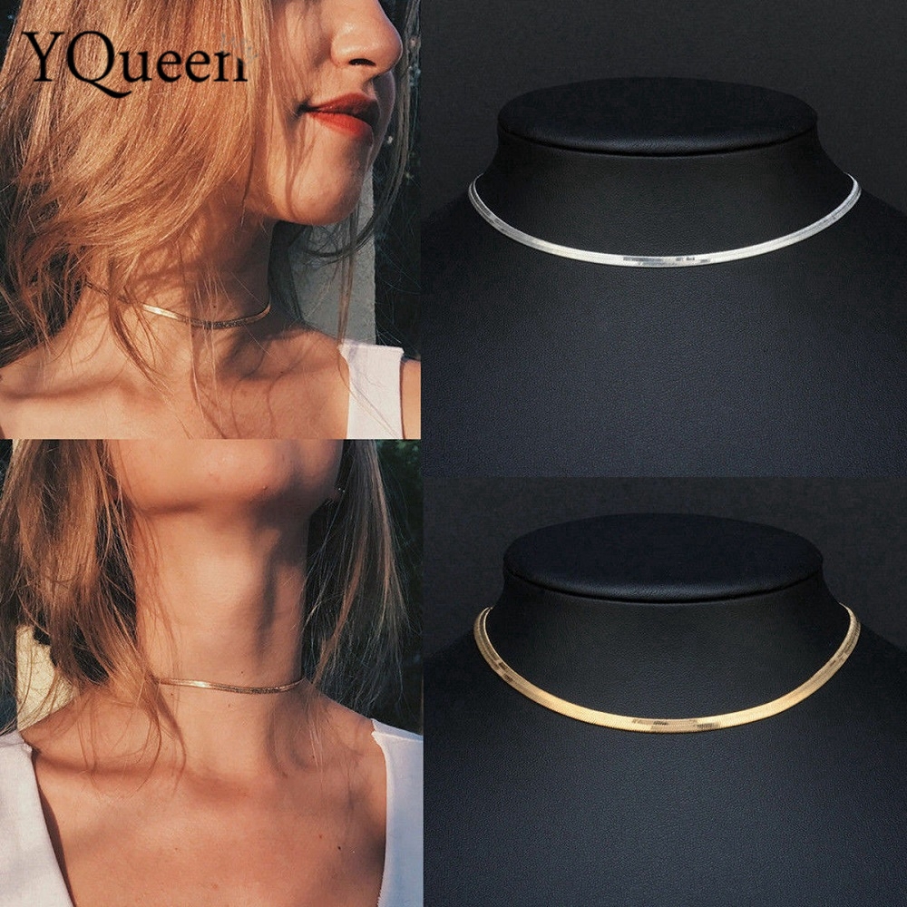 Vòng cổ choker hợp kim dạng rắn sang trọng